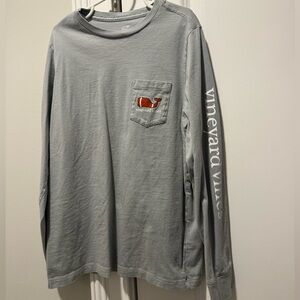 Vineyard Vines Gray Long Sleeve football Shirt